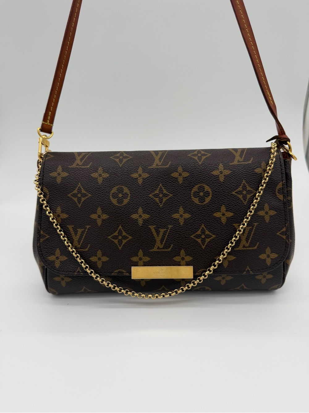 Louis Vuitton Monogram Canvas Shoulder Bag with Gold Hardware